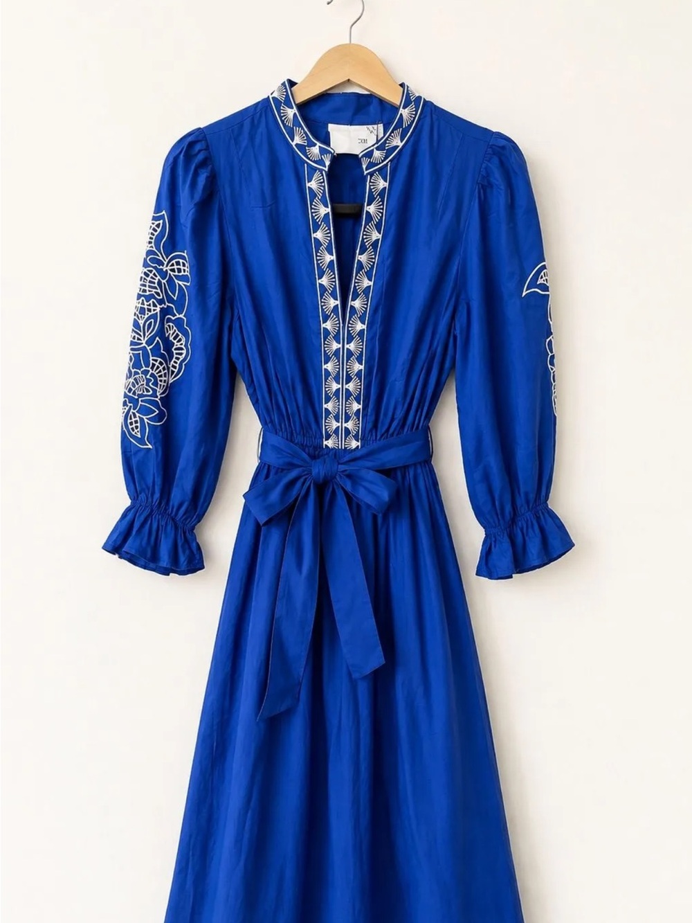 Hyacinth House Blue Embroidered Midi Dress with White Trim by Winchester - Picture 13 of 14